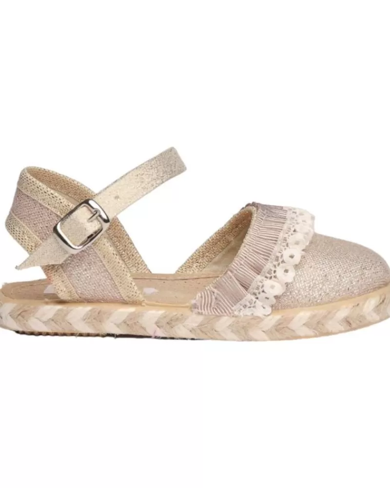 Girl ANGELITOS Sandals-Girl Shoes Sandalia Valenciana Ang951 Platino