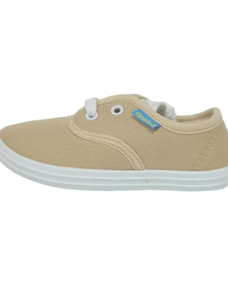 Girl COLORES Trainers-Girl Trainers Zapatilla Lona 1917 Beige