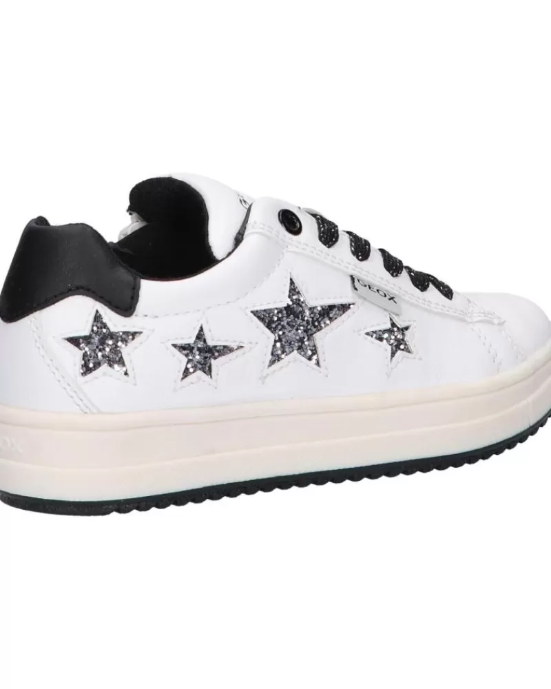 Girl GEOX Sports Shoes-Girl Trainers J02Bdb 000Bc J Rebecca Girl C0404 White-Black
