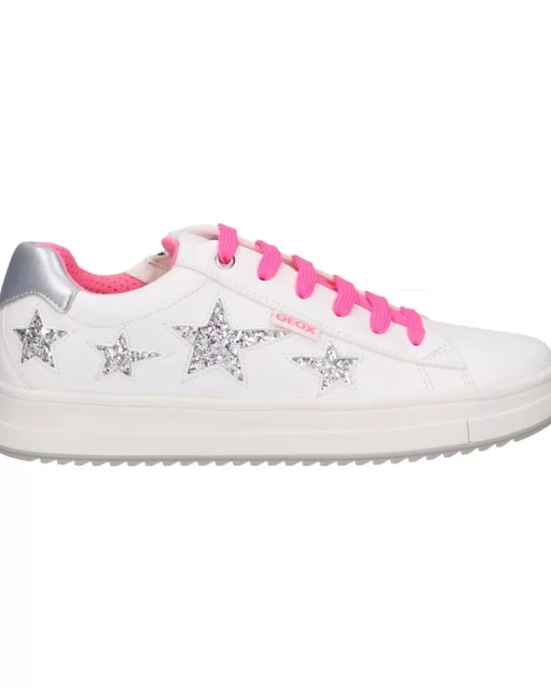 Girl GEOX Sports Shoes-Girl Trainers J02Bdb 000Bc J Rebecca Girl C0563 White-Fuchsia