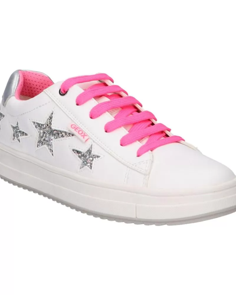 Girl GEOX Sports Shoes-Girl Trainers J02Bdb 000Bc J Rebecca Girl C0563 White-Fuchsia