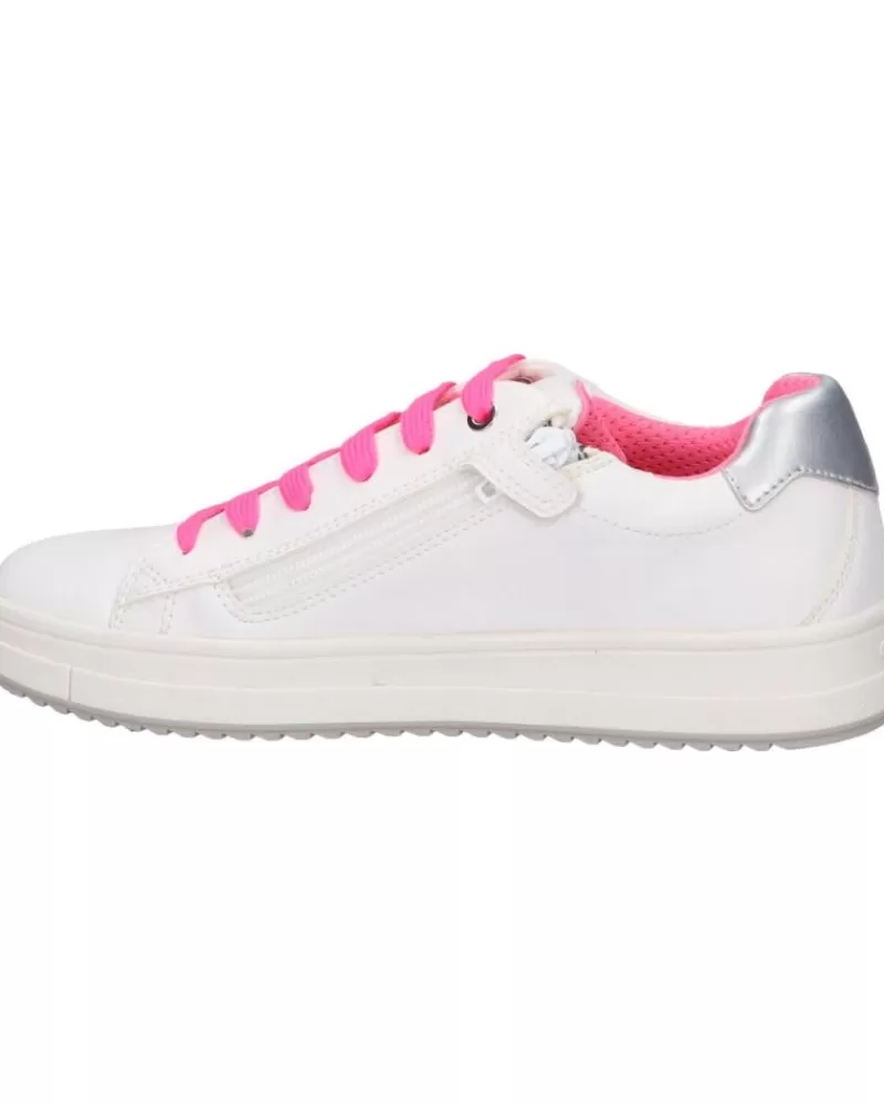 Girl GEOX Sports Shoes-Girl Trainers J02Bdb 000Bc J Rebecca Girl C0563 White-Fuchsia