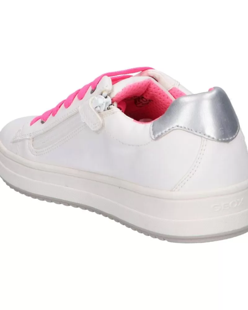 Girl GEOX Sports Shoes-Girl Trainers J02Bdb 000Bc J Rebecca Girl C0563 White-Fuchsia
