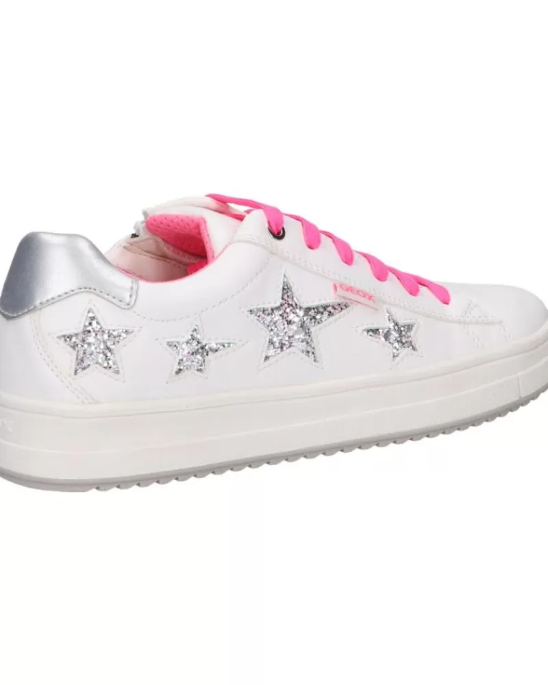 Girl GEOX Sports Shoes-Girl Trainers J02Bdb 000Bc J Rebecca Girl C0563 White-Fuchsia