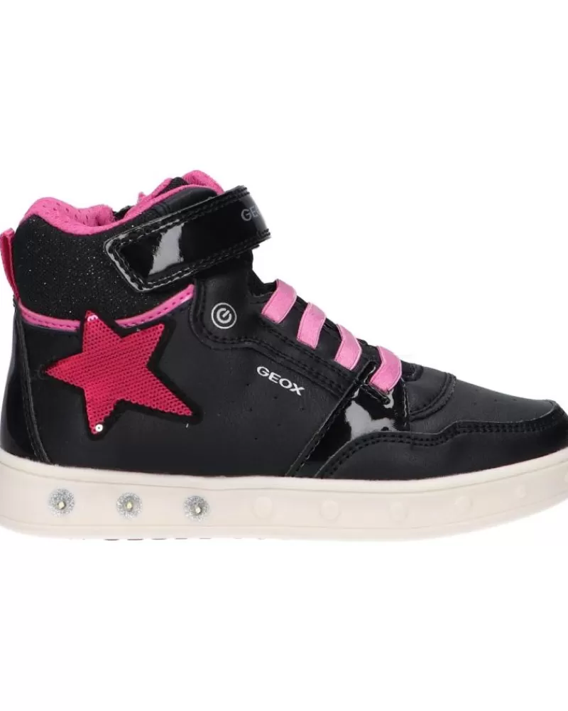 Girl GEOX Trainers-Girl Trainers J268Wa 05402 J Skylin Girl C0922 Black-Fuchsia