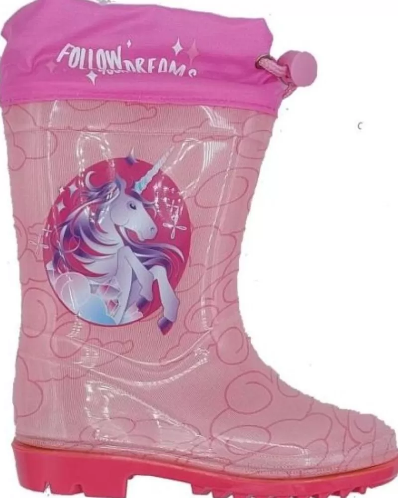 Girl BUBBLE BOBBLE Wellington Boots-Girl Wellington Boots Bota De Agua Unicornio Rosa