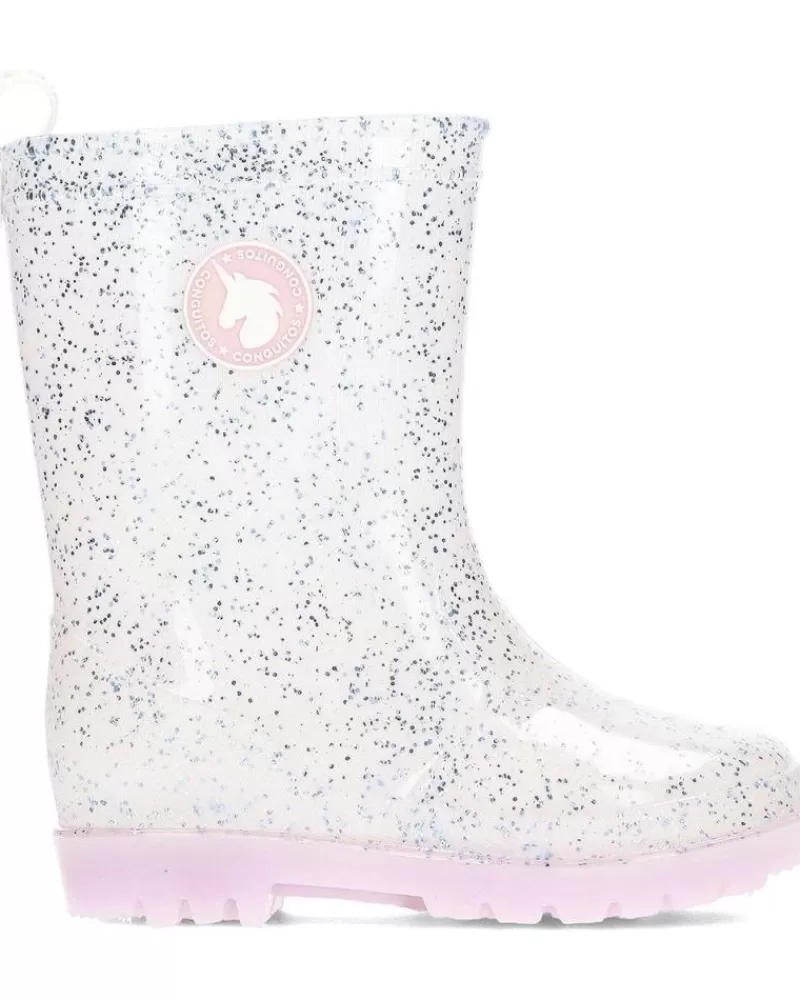 Girl CONGUITOS Wellington Boots-Girl Wellington Boots Botas De Agua Con Luz Glitter 110011 Pinkglitter