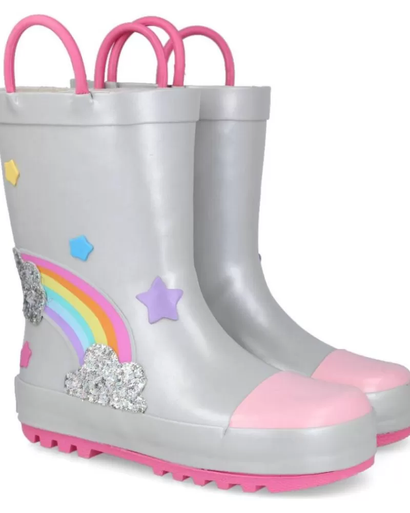 Girl CONGUITOS Wellington Boots-Girl Wellington Boots Mi1 11007 Botas De Agua Nina Plata