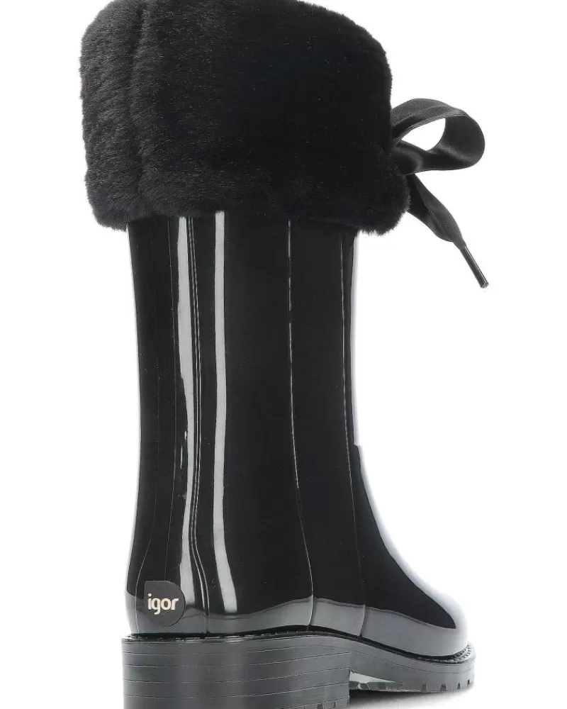 Girl IGOR Wellington Boots-Girl Wellington Boots Botas De Agua Charol Soft W10239 Black