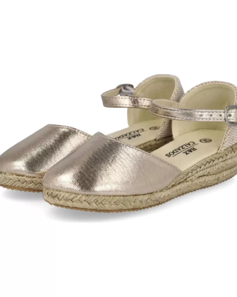 Girl BUBBLE BOBBLE Wedge Shoes-Girl Zapatos De Cuna 442-11 Alpargatas Esparto Nina Oro