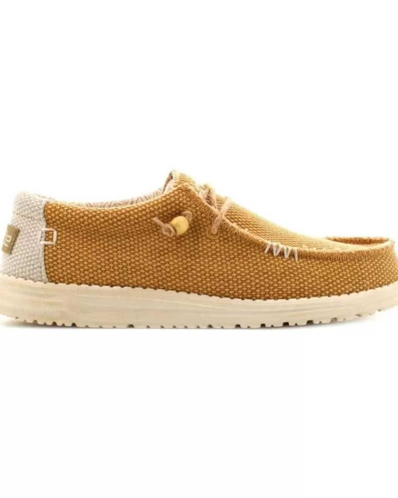 Man HEY DUDE Man Boat Shoes Wally Braided Ocre Amarillo