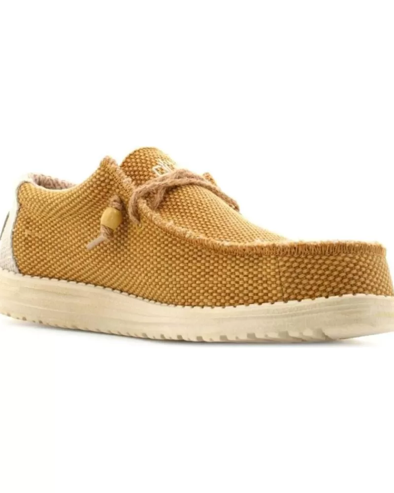 Man HEY DUDE Man Boat Shoes Wally Braided Ocre Amarillo