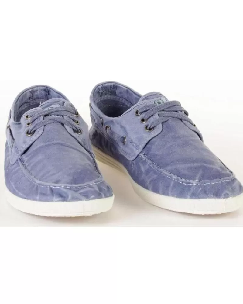 Man NATURAL WORLD Man Boat Shoes 303E Celeste Azul