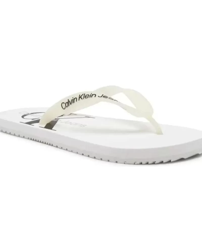 Man CALVIN KLEIN Man Flip Flops Chanclas Jeans Beach Sandal White