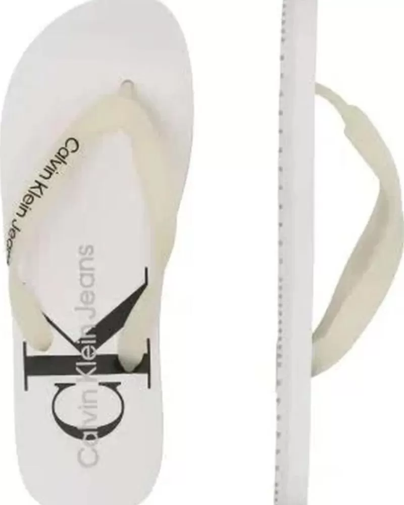 Man CALVIN KLEIN Man Flip Flops Chanclas Jeans Beach Sandal White