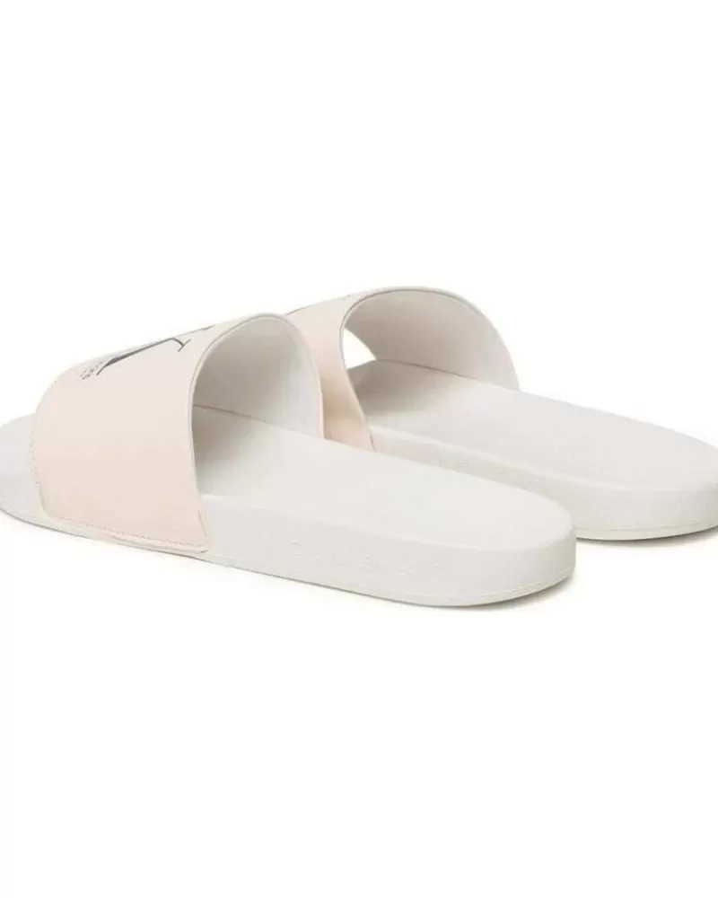 Man CALVIN KLEIN Man Flip Flops Chanclas Jeans Slide Oversi Ancient White