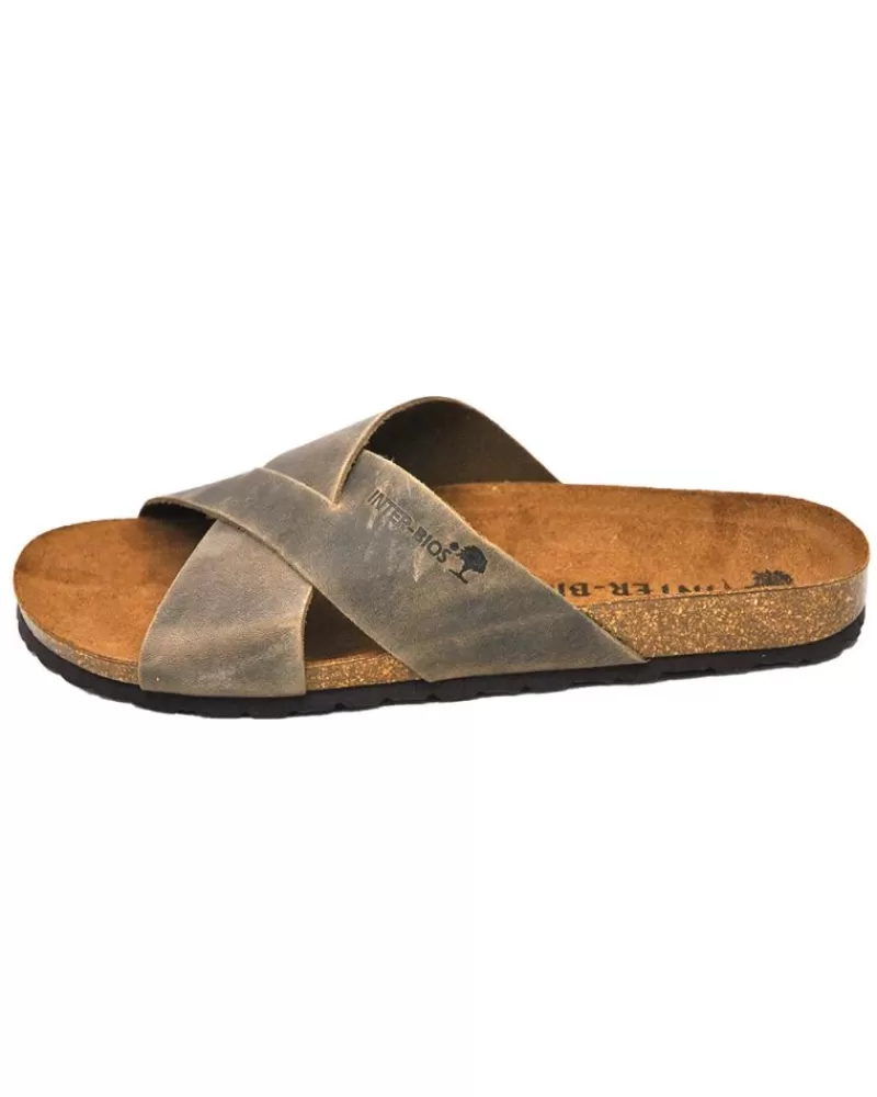 Man INTERBIOS Man Flip Flops Inter-Bios 9509 Sandalia Piel Bio Hombre Pardo