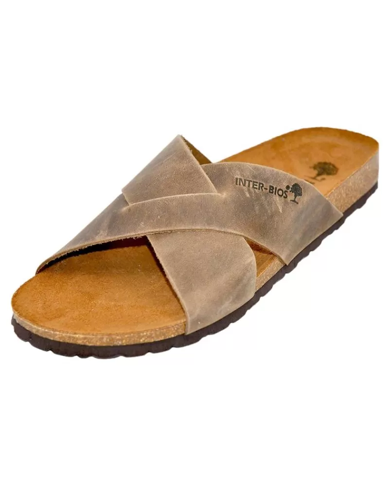 Man INTERBIOS Man Flip Flops Inter-Bios 9509 Sandalia Piel Bio Hombre Pardo
