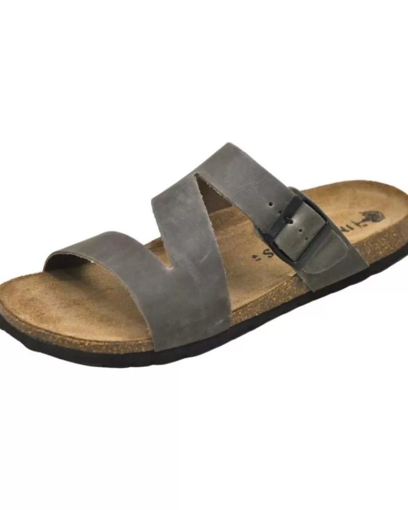 Man INTERBIOS Man Flip Flops Inter-Bios - Sandalias De Piel Bio Para Hombre Cierre De Pardo
