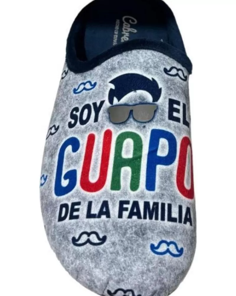 Man CABRERA Man House Slipers Pantufla Soy El Guapo De La Familia Gris