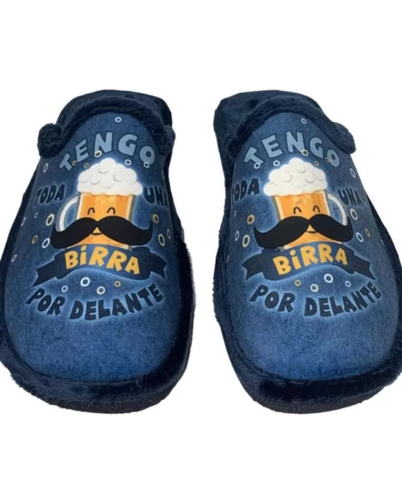 Man CABRERA Man House Slipers Pantufla Tengo Una Birra Azul