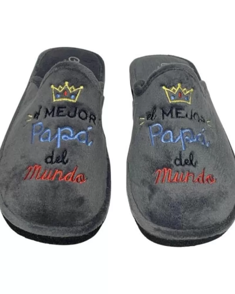 Man CABRERA Man House Slipers Pantuflas El Mejor Pap Gris