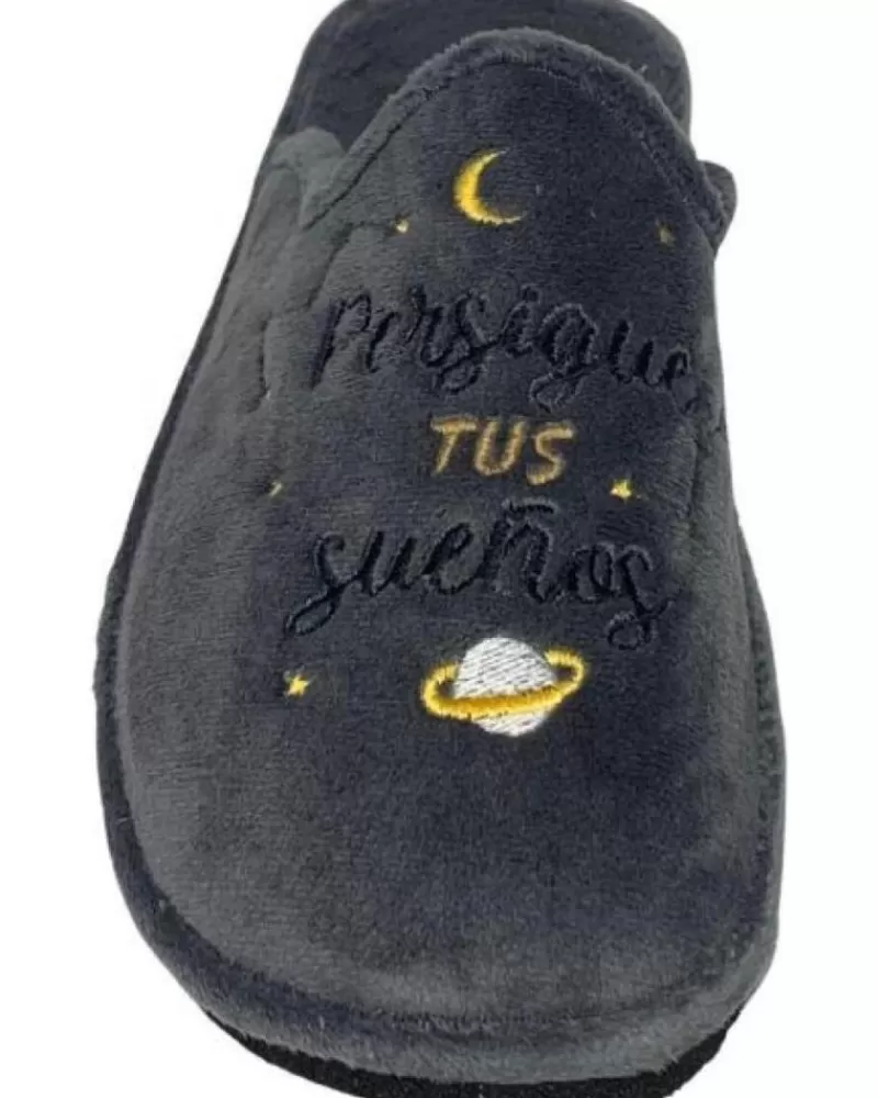 Man CABRERA Man House Slipers Pantuflas Persigue Tus Sueos Gris