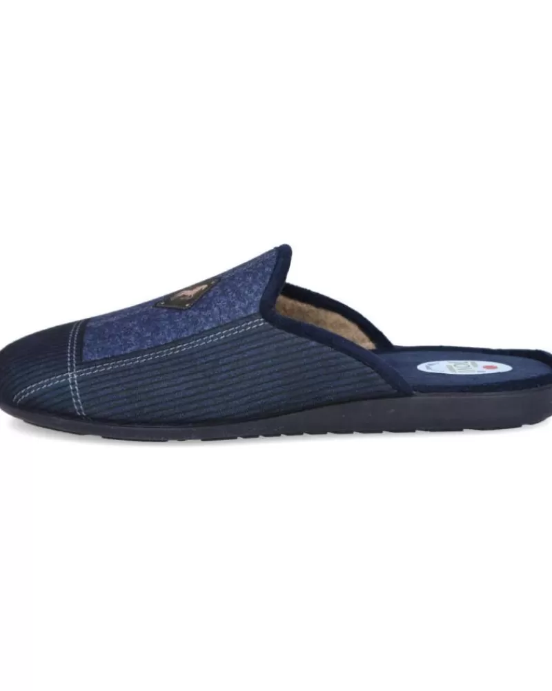 Man L&R SHOES Man House Slipers L&R Shoes Lr Shoes 8303-Rayas Zapatillas De Casa Azul