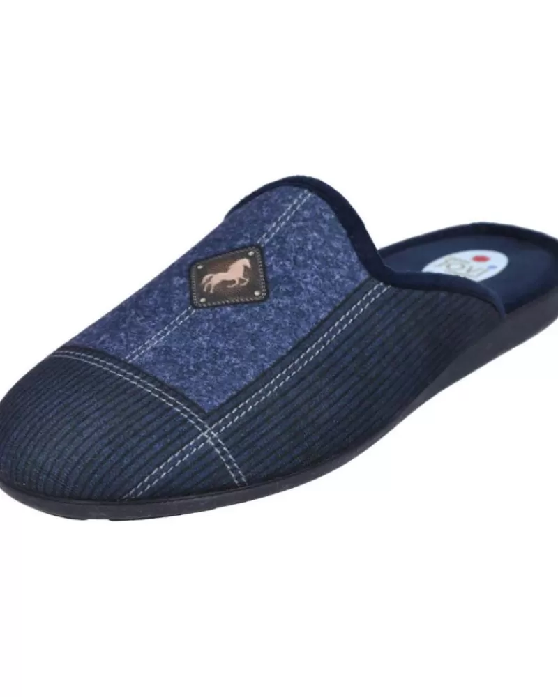 Man L&R SHOES Man House Slipers L&R Shoes Lr Shoes 8303-Rayas Zapatillas De Casa Azul