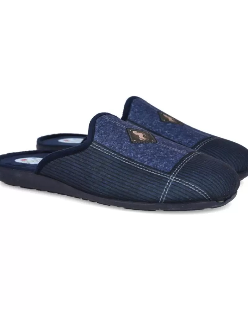 Man L&R SHOES Man House Slipers L&R Shoes Lr Shoes 8303-Rayas Zapatillas De Casa Azul