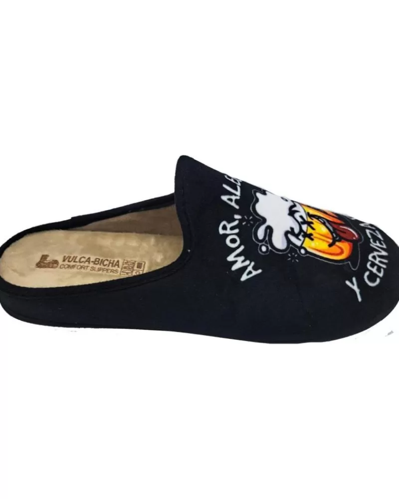 Man VULCA-BICHA Man House Slipers Zapatilla Cerveza Negro