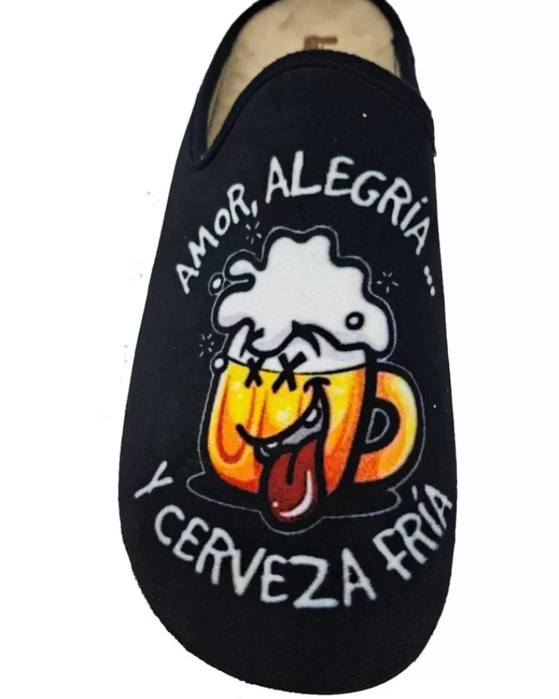 Man VULCA-BICHA Man House Slipers Zapatilla Cerveza Negro