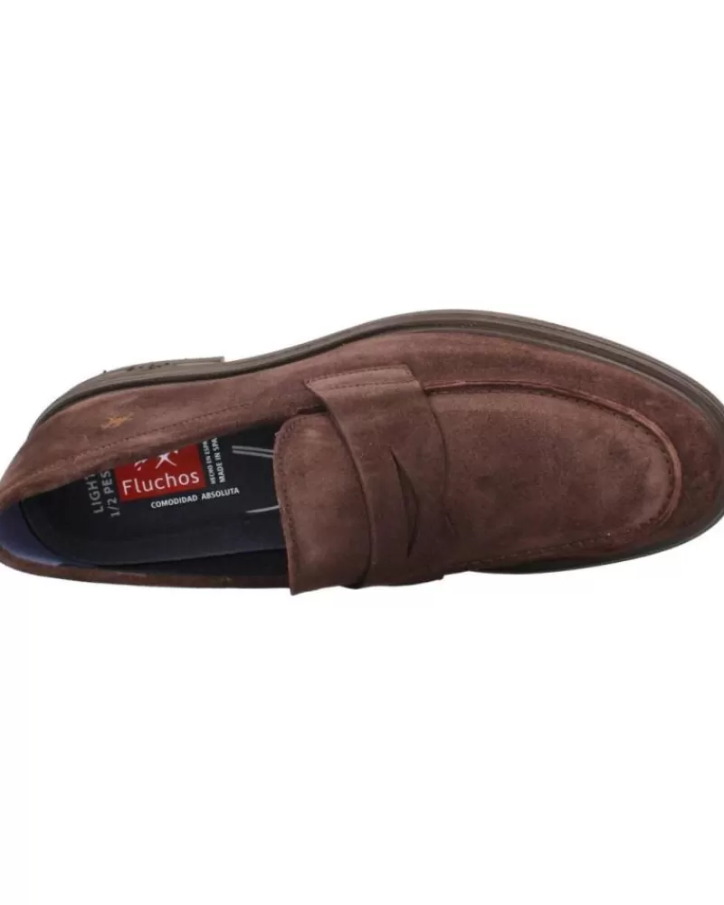 Man FLUCHOS Man Mocasines Belgas F0633 Derbies Piel Afelpado Cafe Afelpado Cafe