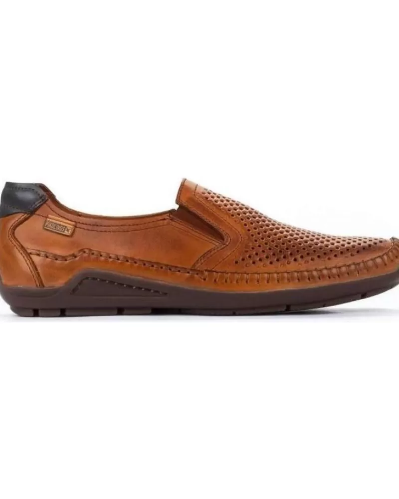 Man PIKOLINOS Man Mocasines Zapato Piel Microperforados Brandy