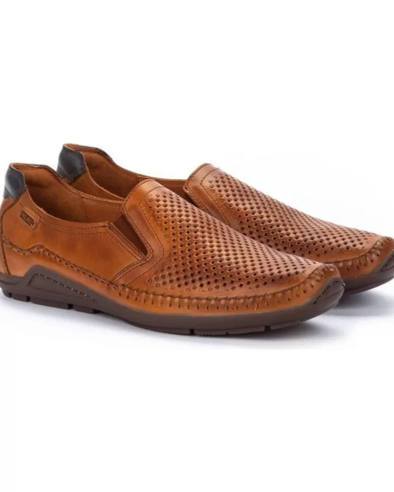 Man PIKOLINOS Man Mocasines Zapato Piel Microperforados Brandy