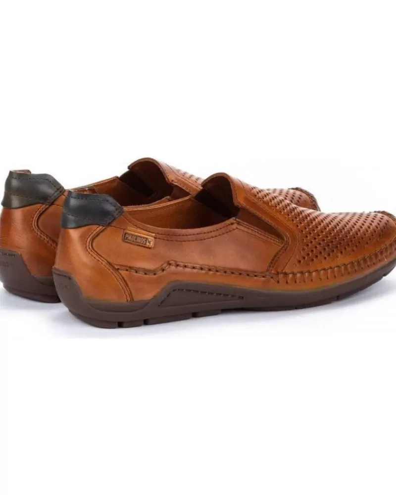 Man PIKOLINOS Man Mocasines Zapato Piel Microperforados Brandy