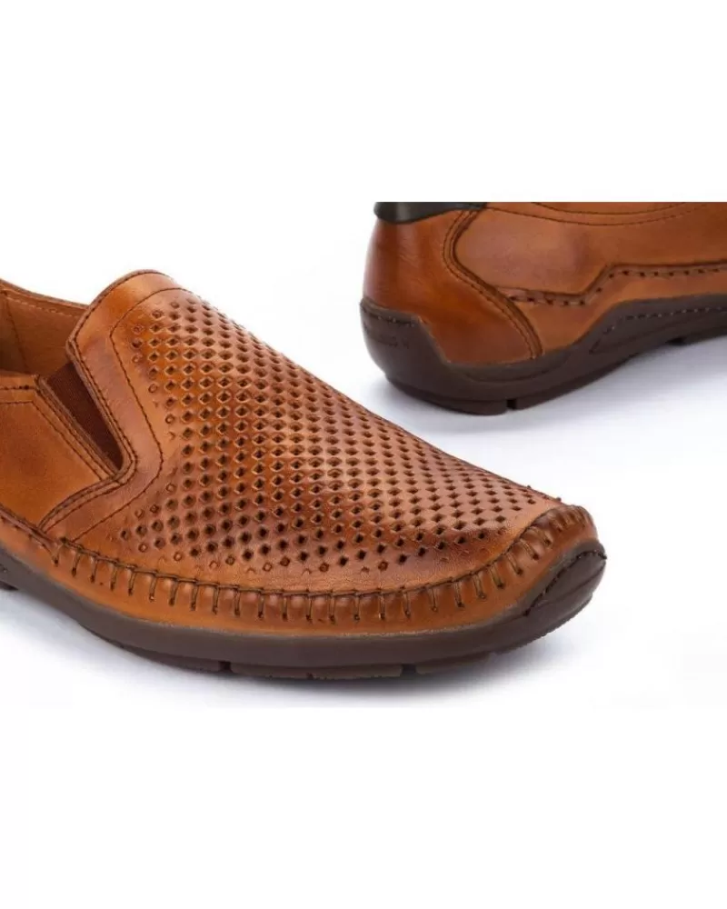 Man PIKOLINOS Man Mocasines Zapato Piel Microperforados Brandy