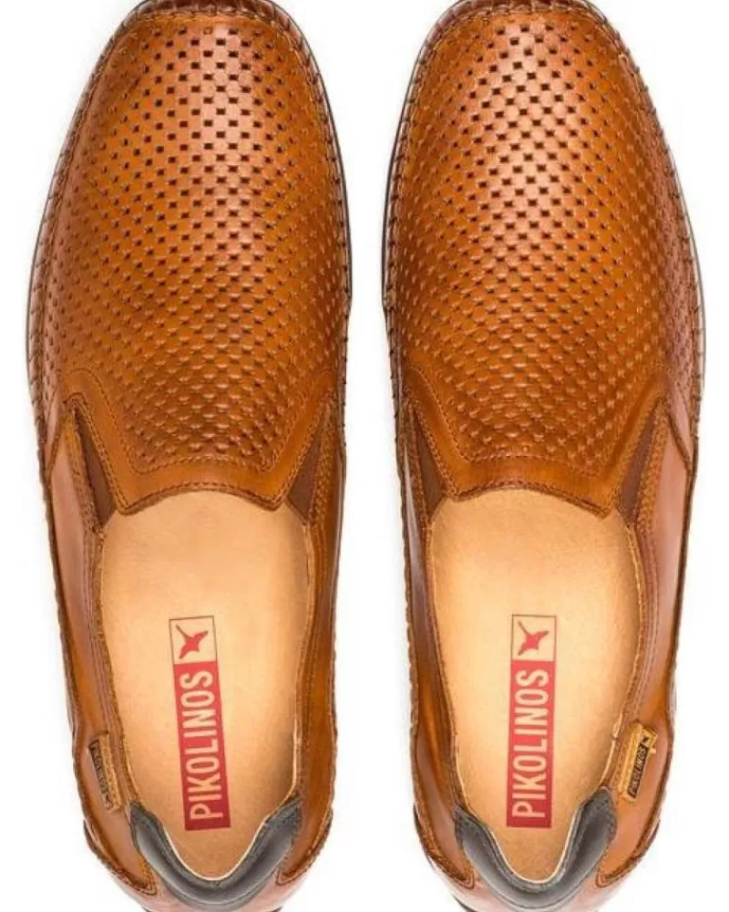 Man PIKOLINOS Man Mocasines Zapato Piel Microperforados Brandy
