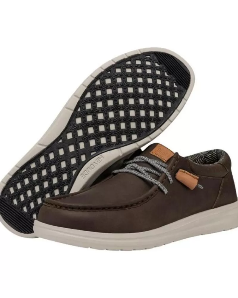 Man HEY DUDE Man Shoes Hd40175-030 Wally Grip Craft Leather Grey