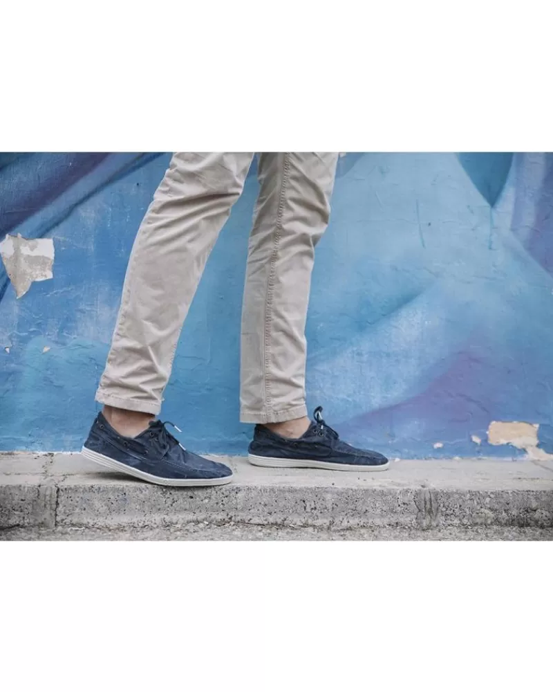 Boy NATURAL WORLD Boat Shoes-Man Shoes Zapatillas Lona 303E Marino Azul