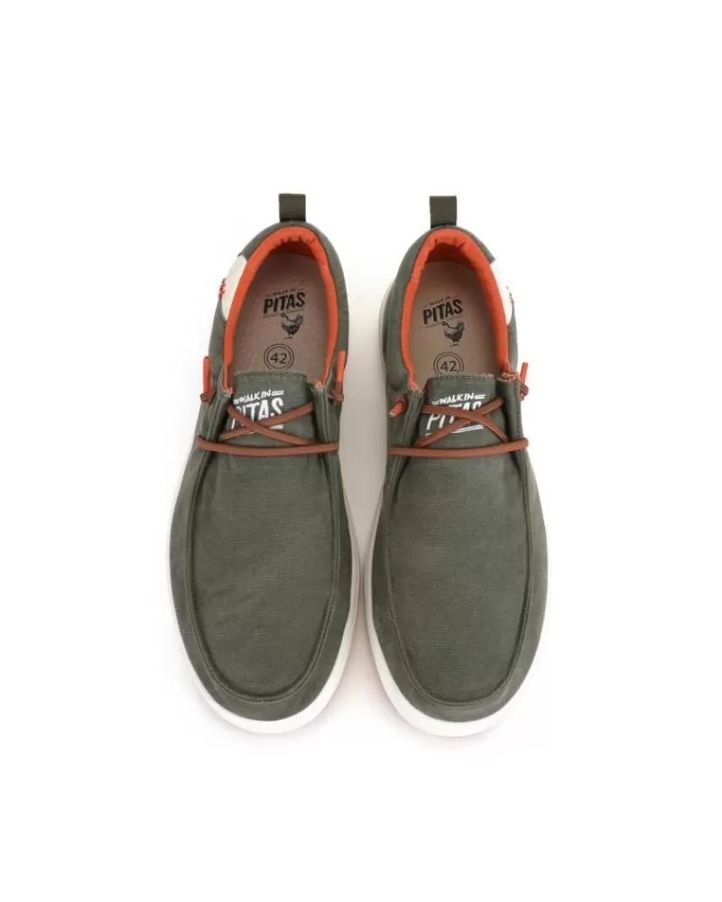 Man WALK IN PITAS Man Shoes Wallaby Coast Suela Blanca Kaki