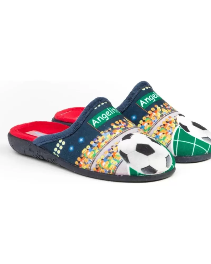 Boy ANGELITOS House Slipers-Woman And Boy House Slipers Pantufla Futbol 135 Marino