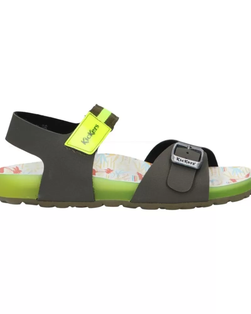 Boy KICKERS Sandals-Woman And Girl And Boy Sandals 894911-30 Sostreet 202 Kaki Jaune Surf