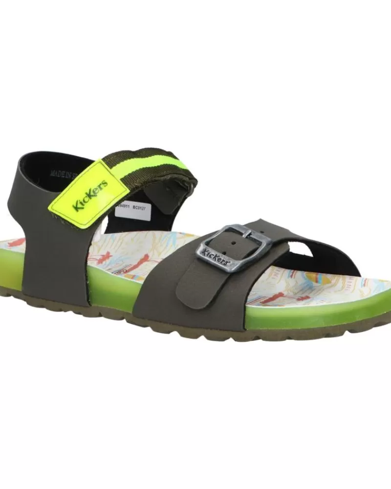 Boy KICKERS Sandals-Woman And Girl And Boy Sandals 894911-30 Sostreet 202 Kaki Jaune Surf