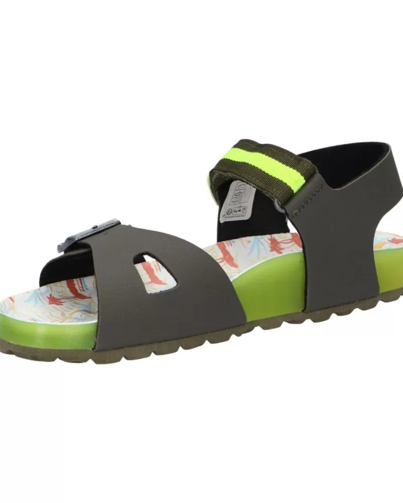 Boy KICKERS Sandals-Woman And Girl And Boy Sandals 894911-30 Sostreet 202 Kaki Jaune Surf