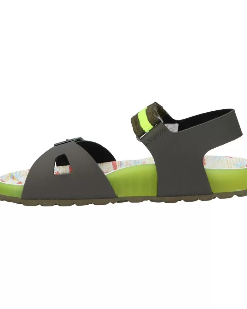 Boy KICKERS Sandals-Woman And Girl And Boy Sandals 894911-30 Sostreet 202 Kaki Jaune Surf
