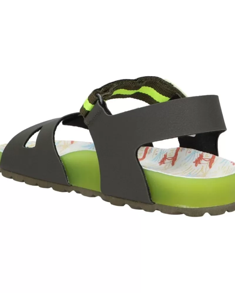 Boy KICKERS Sandals-Woman And Girl And Boy Sandals 894911-30 Sostreet 202 Kaki Jaune Surf