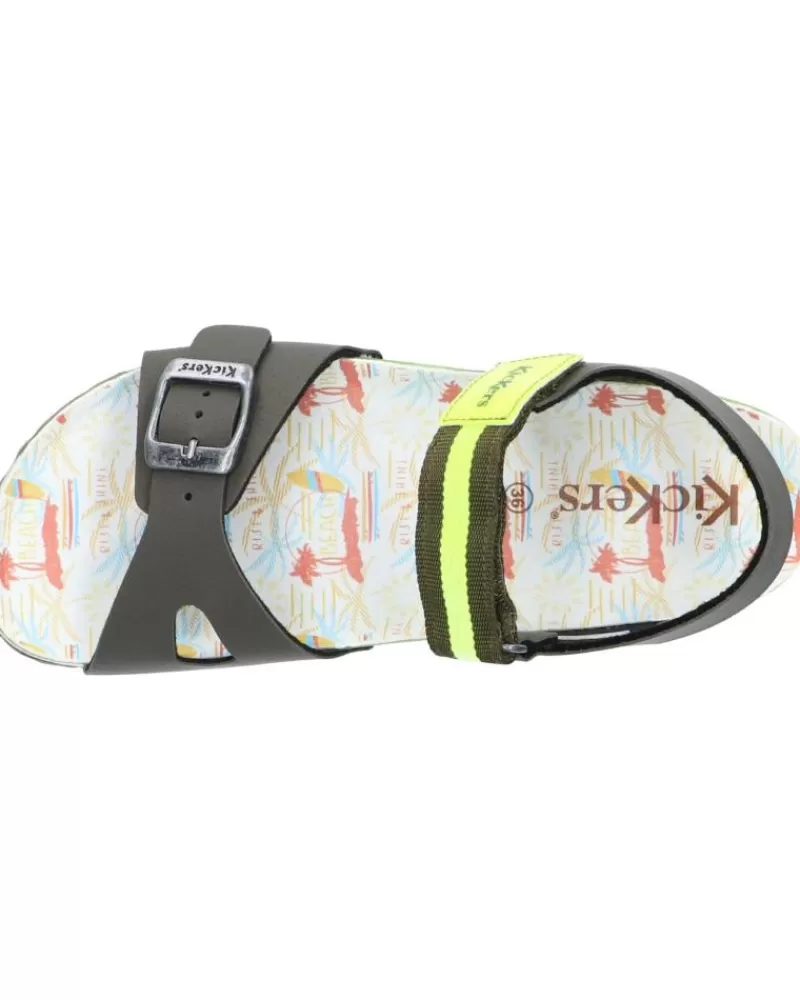 Boy KICKERS Sandals-Woman And Girl And Boy Sandals 894911-30 Sostreet 202 Kaki Jaune Surf