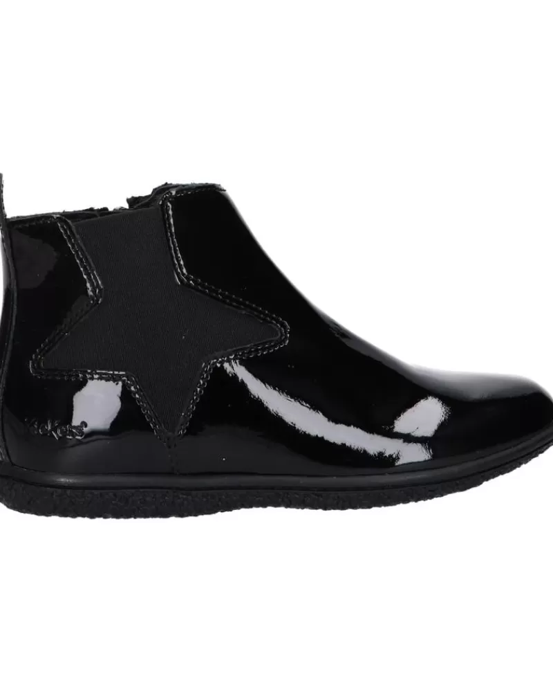 Girl KICKERS Boots-Woman And Girl Boots 508748-30 Vermillon 83 Noir Vernis