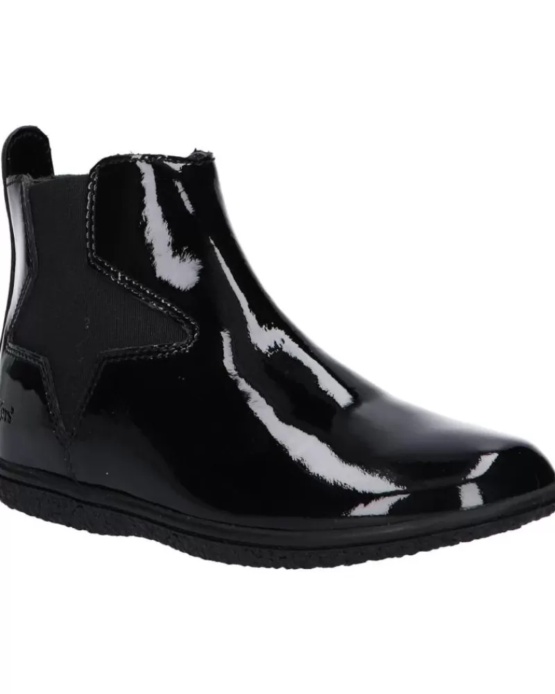 Girl KICKERS Boots-Woman And Girl Boots 508748-30 Vermillon 83 Noir Vernis